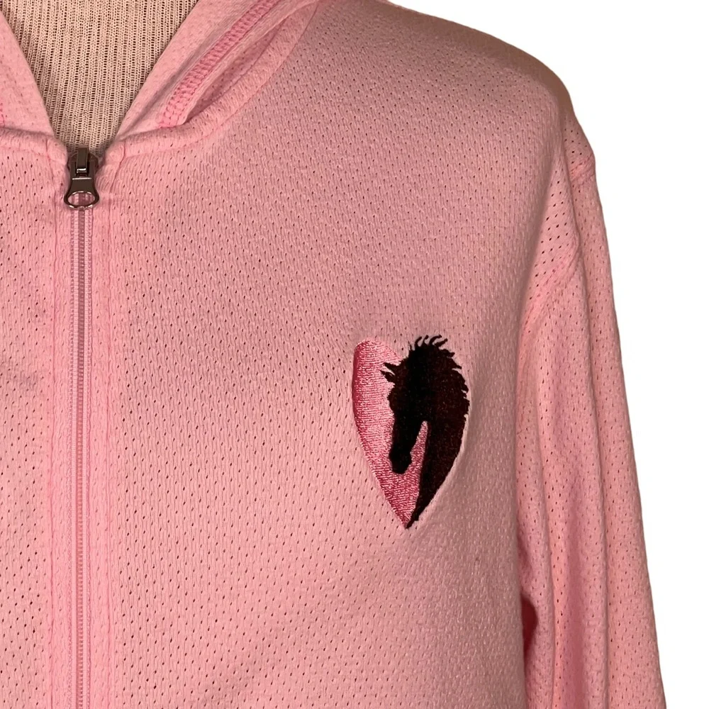 Body Chemistre Light Pink Cotton Hoodie W/Horse Head & Heart Embroidered Logo S